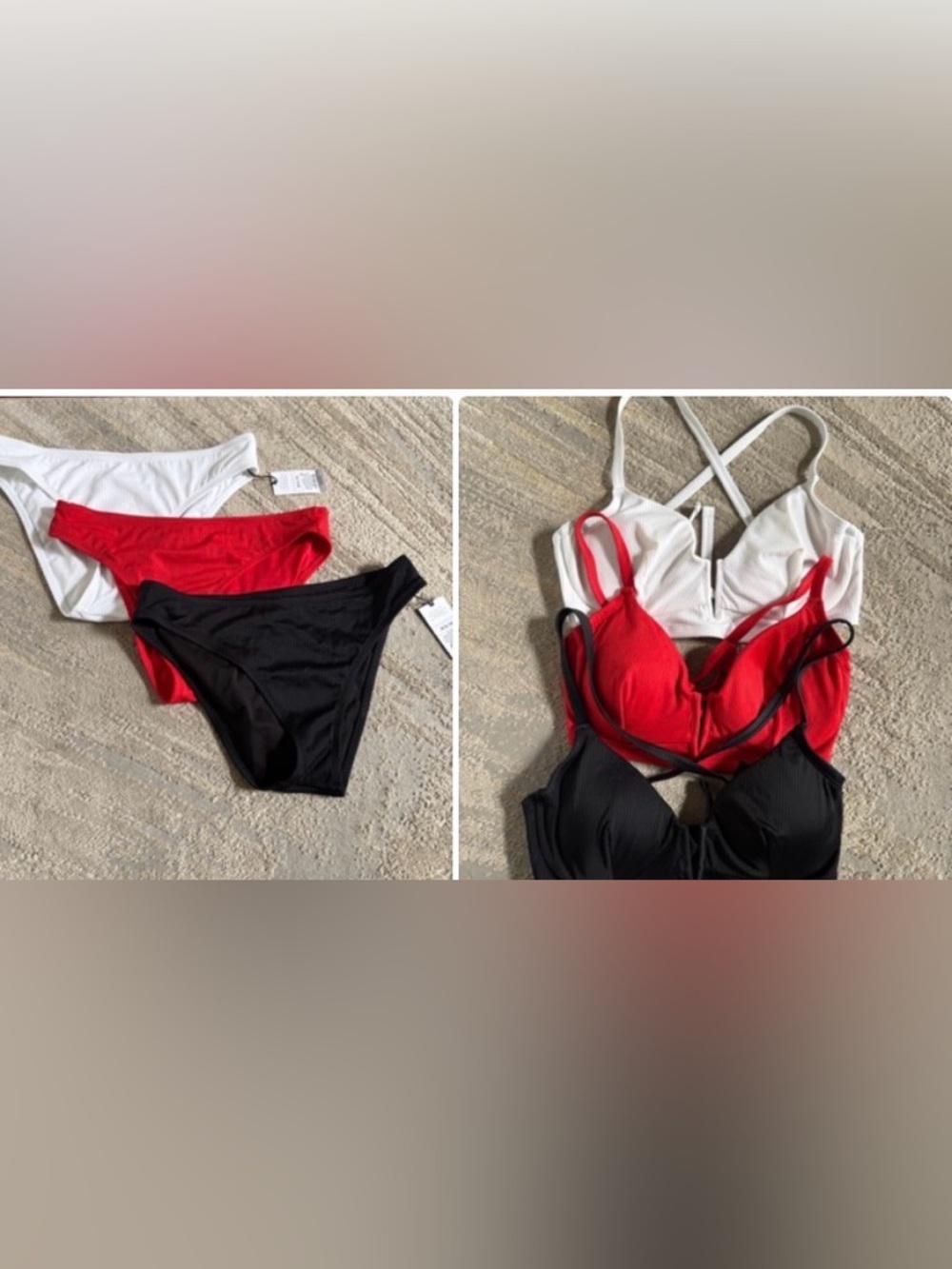 3 Shade & Shore bikinis - tops 36DD bottoms Medium- New condition.